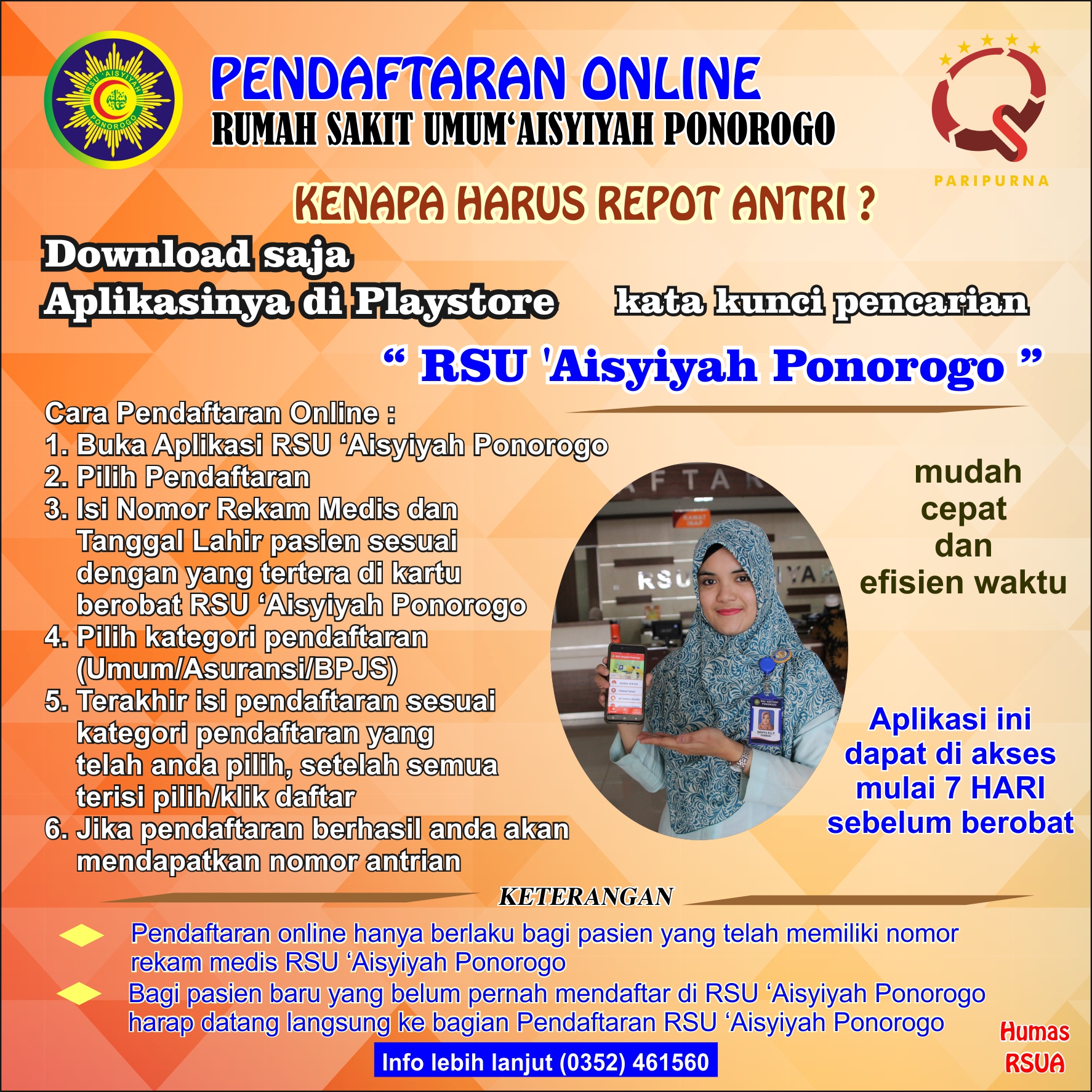 Inovasi RSU 'Aisyiyah Ponorogo Luncurkan Pendaftaran Online berbasis Aplikasi, Semakin Mudah Akses